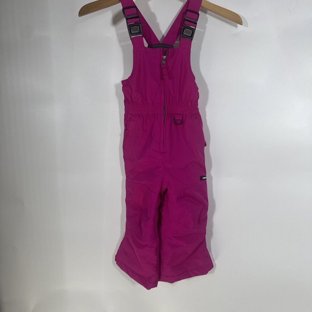 Lands End Kids Squall Snow Bibs Magenta Pink Insulated Winter Overalls Bib Pants